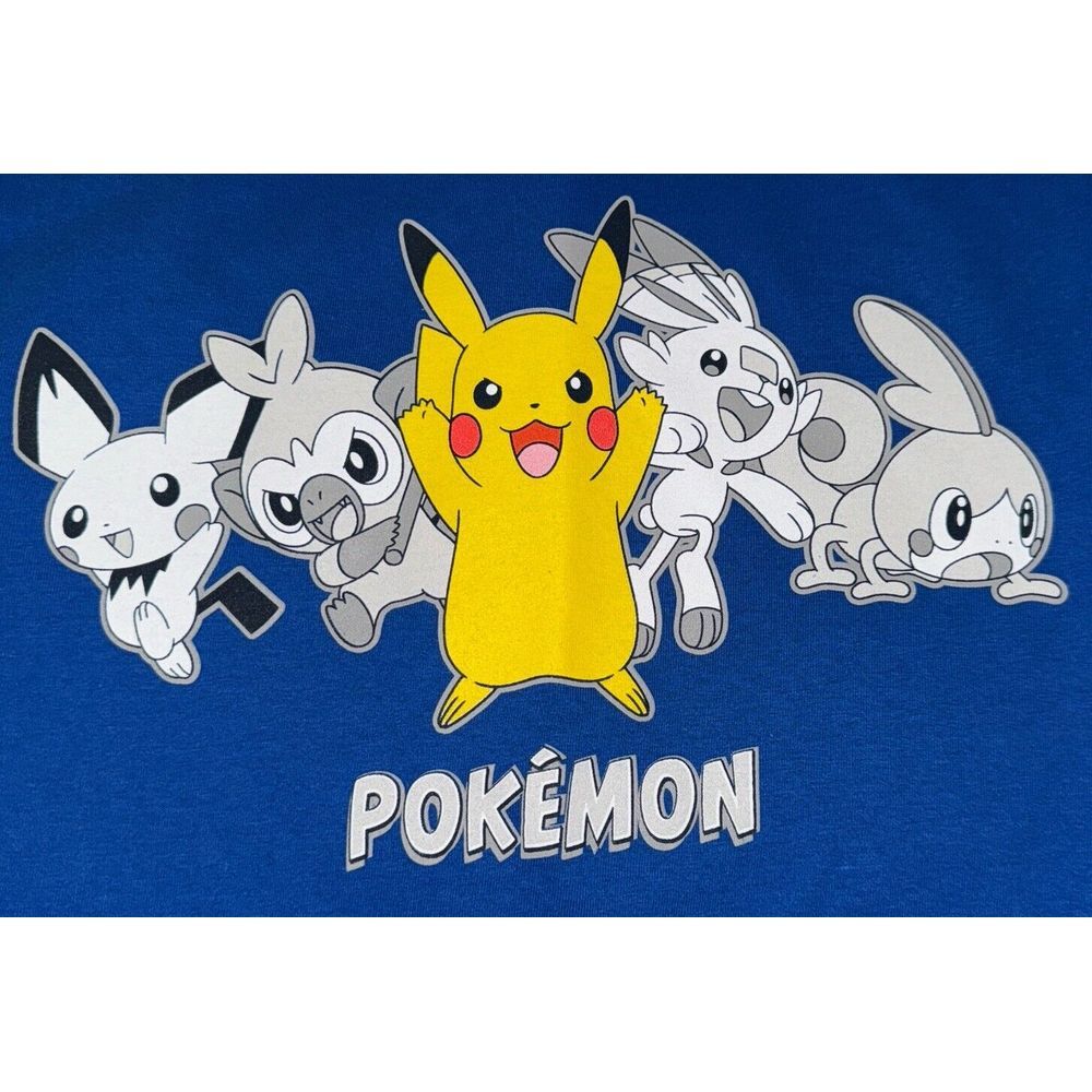 Pikachu Pokemon Blue Graphic Tee Shirt Short Sleeve - Cotton‎ New Small